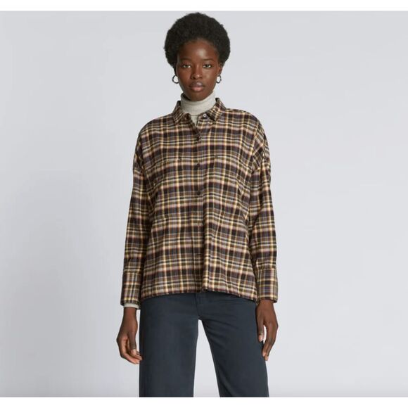 Everlane Tops - NWT Everlane The Boxy Flannel Shirt Small Multi Plaid Brown Cabincore